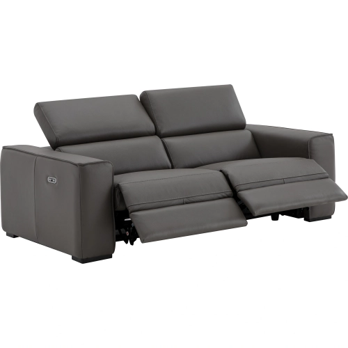 Picasso Power Motion Loveseat in Dark Grey Top Grain Leather
